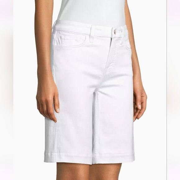 NWT JEN7 by 7 For All Mankind High Waist Denim Bermuda Shorts in White - Picture 5 of 11
